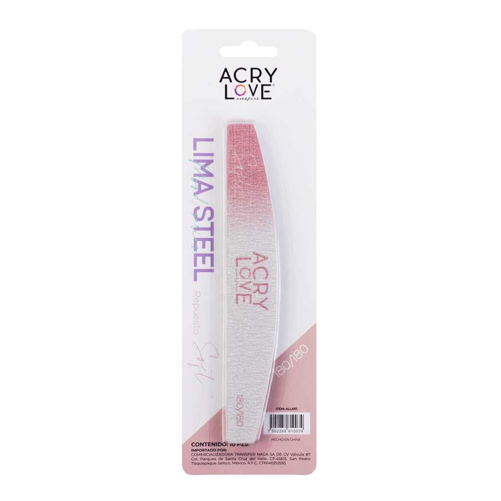 acry love Repuesto 180/180 para lima de metal Steel, lima para uñas, producto para uñas, mia secret, cherimoya, masglo, wapizima