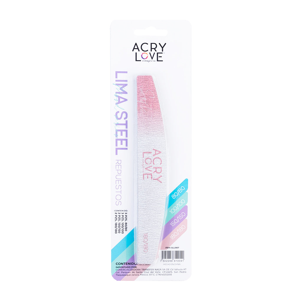 acry love Repuestos 80, 100, 150 y 180 para lima de metal Steel para limar uñas